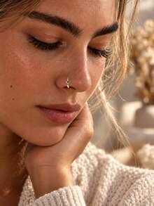 FOREVER QUEEN 1PC 925 Sterling Silver Nose Hoop Ring, CZ Cartilage Hoop Earring, Small Thin Nostril Piercing Jewelry, Colorful Birthstone Crystal Nose Piercing Gift - Single - View 6