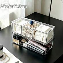 1pc Multi-Functional Desktop Cosmetic Storage Box, Colorful Ball Convenient Opening Handle, Thickened High-Transparency Dust-Proof Design, Freely Stackable Combination, Home Vanity Storage For Cotton Pads, Cotton Swabs, Lipsticks, Makeup Tools, Neat Storage Organizer - View 12