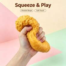 1pc Fried Chicken Leg Shaped Squishy Toy, Soft TPR Squeeze Toy, Realistic Food Appearance Creative Toy, Fun Desktop Decoration And Party Favor Gift - Multicolor - View 8