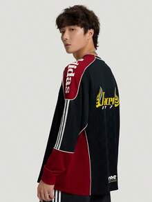 Adidas Originals RAC Men's Long Sleeve T-Shirt Fashionable Versatile Racing Style Comfortable Loose Knit Sports Pullover - Black - View 2