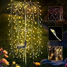 Lampu Tancap Tanah Bertenaga Surya Bentuk Kembang Api untuk Dekorasi Halaman, Tersedia 2 Pilihan: 1 buah dengan 100 LED atau Set 3 buah dengan total 300 LED, Versi Cahaya Putih Hangat dan Warna-warni, Lampu Gantung Multi-untai Membentuk Rumbai Kembang Api dengan Efek Cahaya dan Bayangan Dinamis, Bertenaga Surya Tanpa Membutuhkan Daya Eksternal, Menyerap Sinar Matahari di Siang Hari dan Otomatis Menyala di Malam Hari, Tanpa Biaya Listrik, Beberapa Mode Cahaya Dinamis: Konstan, Berkedip, Gradien Mengalir, Pengaturan Sekali Klik - Lampu petasan yang dipasang di tanah dan bertenaga surya - View 8