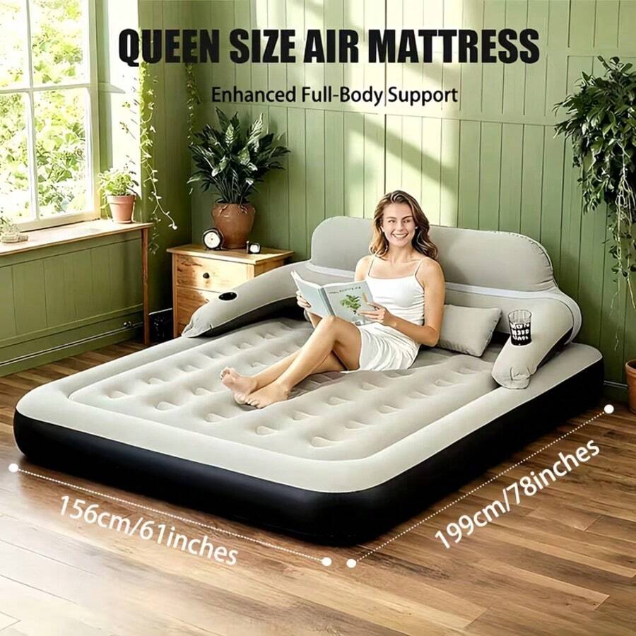 Luxury Inflatable Mattress, Multi-Functional Air Bed And Sofa Bed, Suitable For Indoor And Outdoor Use, Perfect For Camping, Wedding Season, Hosting Guests, Christmas And Holiday Relaxation (Air Pump Not Included) - B - View 1