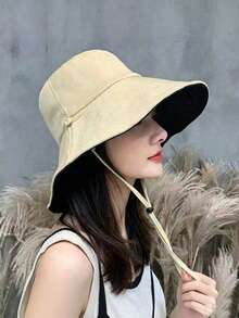 1件 春/秋新款女式可翻面水桶帽，寬邊防曬帽，時尚個性防曬帽 - 多色 - 查看 5