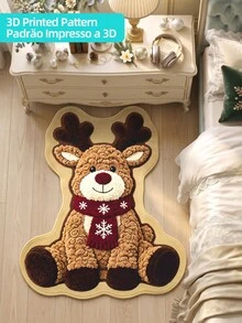 DAJIANG 1PC Christmas Reindeer Shaped Carpet Kitchen Rug Runner Area Rug Suitable Bathroom, Kitchen, Indoor, Runner Corridor, Bedroom, Living Room, Beside Throw Rugs Machine Washable Rug, Easy Clean Entryway Mat, Anti-Slip Backing Rugs For Bedroom Decor Autumn/Winter - Multicolor - View 7