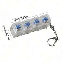 1pc Keyboard Keychain With 4 Buttons, Stress Relief Keychain, No Light Function, Suitable For Party Favors, Graduation Gifts, Stress Relief Gifts, Transparent Shell, Stress Relief Essential - View 12