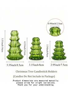 1pc Green Glass Christmas Tree Shaped Conical Candle Holder, Desktop Candle Holder, Christmas Home Desktop Decor, Holiday Party Decoration Ornament - Multicolor - View 8