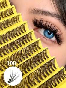 High-Rated 200 Clusters 30D Cat Eye False Eyelashes, 10-16mm Mixed Length, D Curl, DIY Natural Fluffy Dense Effect, Great Value, Suitable For Beginners, Reusable, Applicable For Daily, Party, Stage Performance, Christmas Gift - D - View 1