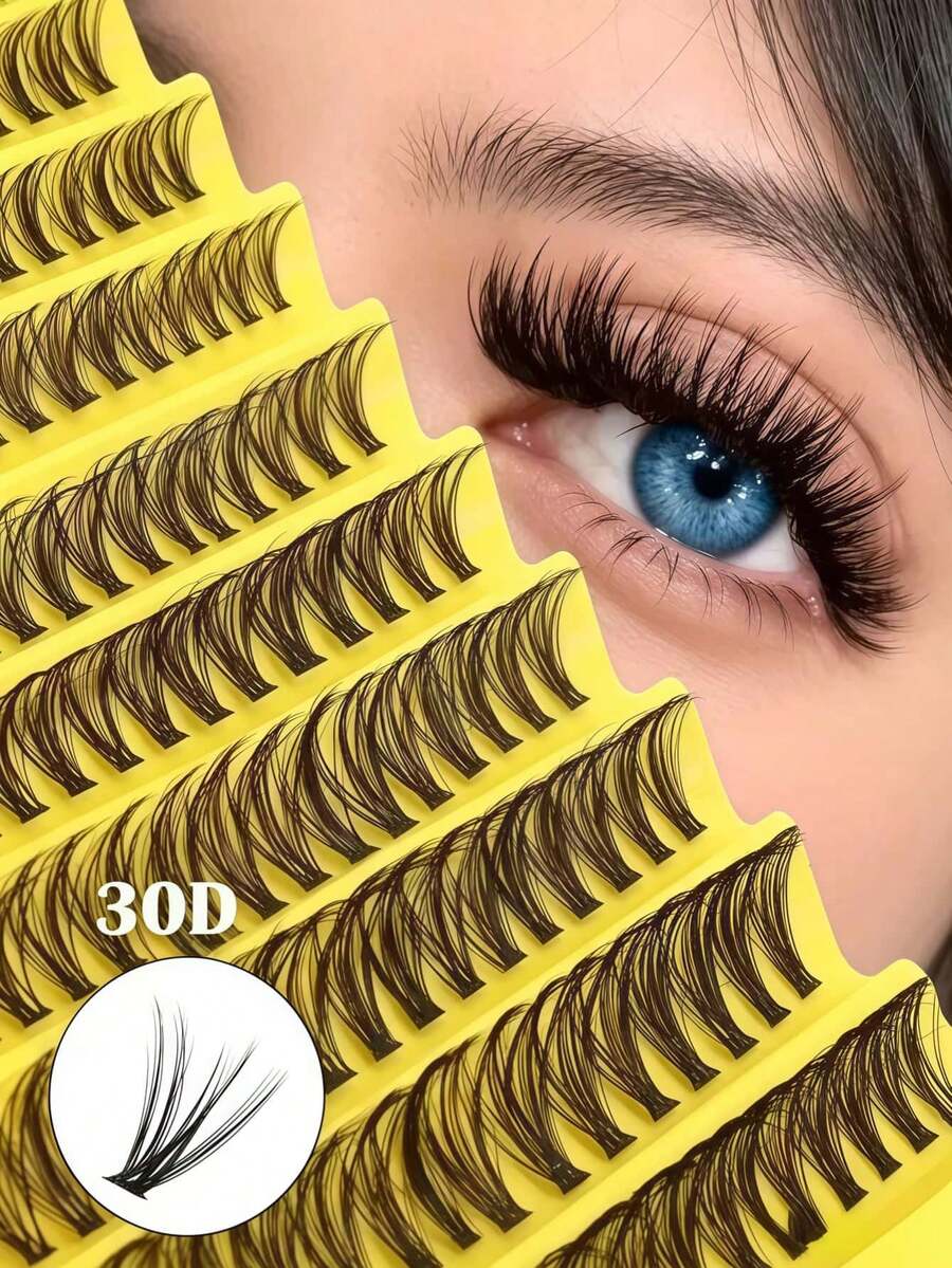 High-Rated 200 Clusters 30D Cat Eye False Eyelashes, 10-16mm Mixed Length, D Curl, DIY Natural Fluffy Dense Effect, Great Value, Suitable For Beginners, Reusable, Applicable For Daily, Party, Stage Performance, Christmas Gift - D - View 1