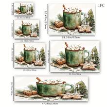 1pc Christmas Series Watercolor Hot Cocoa & Gingerbread Man Pattern Coffee Bar Mat, Drainage Mat, Coffee Machine Soft Bottom Diatomaceous Earth Drainage Mat, Soft Rubber Drainage Mat, Super Absorbent Wear-Resistant Dish Drying Mat, For Countertop Restaurant Kitchen Table Mat, Patio Dining Table Decor, Home Kitchen Supplies, Countertop Decor Mat - Multicolor - View 13