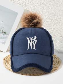 1pc Women's Thick Baseball Cap Embroidered Letter, Fashionable Vacation Cool Casual Autumn/Winter - Multicolor - View 8
