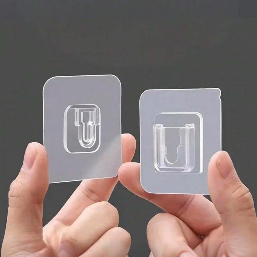 5/10 Pairs Self Adhesive Wall Hooks Set Invisible Seamless Spring Type Double-Sided Adhesive Hooks Wall Mount Storage Rack Accessories For Bathroom Kitchen Living Room Bedroom Apartment Renters No Nail Waterproof Hanging Hooks - Multiple Styles - View 1