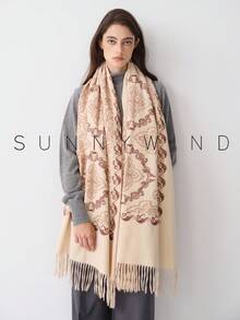 1件女款刺繡銀杏葉休閒時尚百搭秋冬日常穿搭 - 米色 - 查看 5