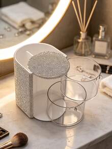 Kệ đựng mỹ phẩm nhiều ngăn đính đá rhinestone sang trọng, giá để cọ trang điểm để bàn có ngăn kéo, kệ lưu trữ mỹ phẩm phân ngăn đa năng, thiết kế đá rhinestone lấp lánh cho bàn trang điểm đựng son môi, chì kẻ mày, bông phấn, dung tích lớn phân loại gọn gàng, vẻ ngoài đính đá bling tinh tế, trang trí bàn trang điểm phòng ngủ, quà tặng nữ tính, có thể đựng cọ trang điểm, kẹp mi, phấn mắt, trang sức và vật dụng nhỏ, chống bụi và ngăn nắp, phong cách Ins - Nhiều màu - Xem 12