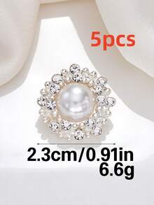 5pcs Luxury Round Pearl Rhinestone Inlaid Zinc Alloy Buttons, Decorative Sewing Fasteners For Suit, Overcoat, Garment DIY Decoration - Multicolor - View 16