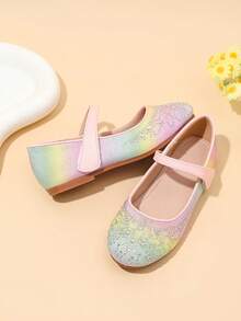 1 Pair Sweet Style Girls Autumn/Winter Shiny Party Flat Shoes - Pink - View 3