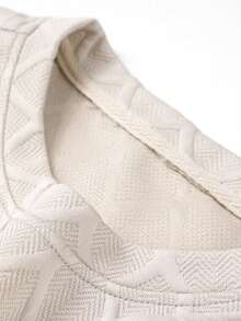 Men's Autumn/Winter Jacquard Crew Neck Sweatshirt And Pants Set - Khaki - View 5