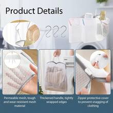 Zippered Mesh Laundry Bag With Handle, Anti-Tangle Delicate Lingerie & Bra Wash Bag, Machine Washable Garment Protection Bag, Home & Travel Storage Organizer Bag, Suitable For Cosmetics, Underwear, Small Items - Multicolor - View 5