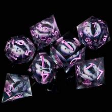 7pcs Rotating Resin Eyeball Dice, Suitable For Role-Playing Games, MTG Tabletop Games, Role-Playing Dice Games, Christmas, Halloween, Thanksgiving, Birthday Party Offer - Multicolor - View 7
