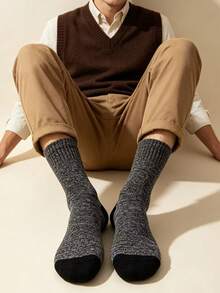 3/5 Pairs Men's Thermal Lined Warm Winter Socks - Comfortable & Warm, Suitable For Hiking, Fishing | Soft Polyester Blend | Machine Washable - Multicolor - View 4