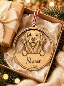 Customized Pet Hanging Ornament, Personalized Wooden Christmas Tree Decoration, Rustic Pet Hanging Tag, Customized Photo Name Keepsake, Customizable Image Holiday Home Decor, Christmas Gift For Dog Lovers, Christmas Stocking Filler, Family Christmas Gift, Suitable For Family And Friends - Multicolor - View 5