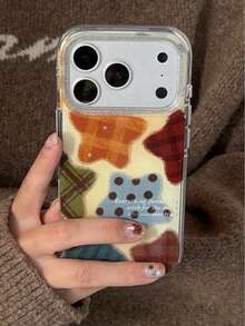 Plaid Polka Dot Star INS 15 Compatible With 17 Pro Apple 17 Pro Max Phone Case 18 Pro Max Full Coverage 17 New Model 16 Pro Max Protective Cover 16 Soft Handle - Brown - View 5