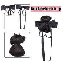 Women's Bow Ribbon Hair Claw Clip Hair Accessory Bun Hair Wrap Hair Tie - Black - View 5