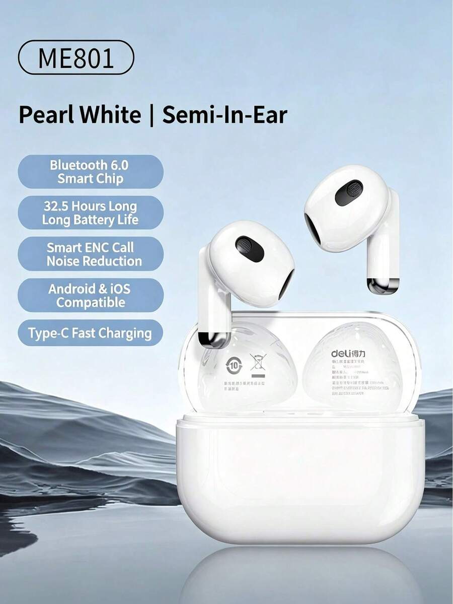 DELI ME801 Semi-In-Ear Wireless Bluetooth Earphones, Featuring A ...