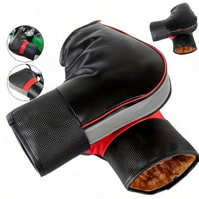 1 Pair Winter Cycling Gloves, Bicycle Motorcycle Windproof Warm Handlebar Covers, Waterproof Faux Leather Bicycle And Motorcycle Handlebar Gloves With Reflective Strips, Soft And Comfortable, Super Cold-Resistant And Frost-Proof, Windproof And Waterproof, Suitable For Winter Bicycle, Motorcycle, Off-Road Vehicle Outdoor Riding