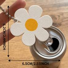 1pc Daisy Can Opener Keychain, Cute Flower Shaped Pull-Tab Can Opener, User-Friendly Portable Can Opening Tool, Suitable For Soda, Beer, Juice And Sparkling Water Cans, White And Yellow - View 4