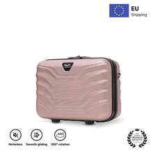 W WINGS مجموعة حقائب السفر 4 قطع | حقيبة تجميل، حقيبة مقصورة، حقائب متوسطة وكبيرة مع عجلات دوارة ومقبض تلسكوبي - وردي - مشاهدة 13