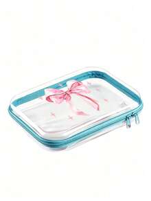 Pink Bow Transparent Makeup Bag, Multifunctional Storage Box,Hair Accessory Storage Box, Ring Necklace Accessories, Storage Box Jewelry Storage Box Medicine Storage Box, Portable Travel Medicine Box ,Christmas Gift - Multicolor - View 11