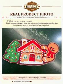 1pc Gingerbread Man Cute Christmas Decorative Plush Carpet, Soft Fuzzy Area Rug For Bedroom, Living Room, Home Decor, Washable - Multicolor - View 8