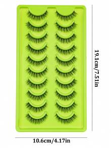 10 Pairs Natural Style False Eyelashes, Transparent Single Strand Lightweight Lashes, Ultra-Fine Synthetic Fiber Material, Soft And Lightweight Without Burden, Essential For Daily Natural And Light Makeup - Green - View 6