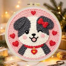 DIY Punch Needle Kit For Beginners – Includes Punch Needle, Yarn, Instructions, Square Hoop & Pre-Printed Fabric (Animals With Hearts). Creative Craft For Wall Decor Or Gifting. 2D Printed Punch Needle Starter Kit. 20x20cm (7.87x7.87 In). - Cheerful Animals - View 17