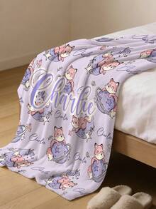1pc Customized Name Blanket, Personalized Bed Blanket, Can Print Name, Personalized Fleece Blanket, Cute Blanket, Comfortable Blanket, Home Gift, Birthday Gift, Christmas Gift, Personalized Gift, Gift For Son/Daughter, Gift For Friends - Style 1 - View 4