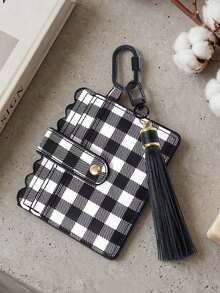 PU Card Holder Keychain With Tassel,Multi Slots Id Credit Card Wallet Bag Charm,Portable Id Card Coin Purse,Bank Card Holder,Fashion Accessories - Multicolor - View 2