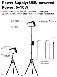 LED Reading Floor Lamp, 62" Standing Lamp - Adjustable Color Temperature & Dimmable Brightness Modern Floor Lamps, USB-Powered Floor Lights With Auto Timer & Adjustable Height Tripod Stand, Work Light For Home, School, Office, Living Room & Bedroom - Black - View 12