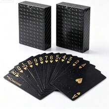 Black Gold Diamond Pattern PVC Plastic Playing Cards, Waterproof, Washable, Flexible, Different From Ordinary Paper Playing Cards. Applicable Scenes: Texas Hold'em, Board Games, Magic Performances, Card Flourishing Practice, Collection Gifts, Party Entertainment - Multicolor - View 3
