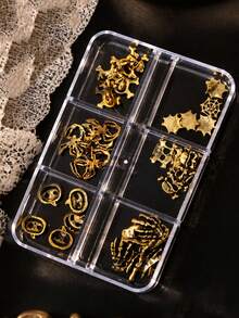 1pc 30pcs Autumn Halloween Alloy Nail Art Charms, Dark Gothic Style Multi-Design Nail Decoration Accessories - Gold - View 2