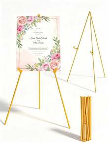 1 buah Easel Pajangan Tripod Portabel Lipat, Easel Seni Logam Emas yang Dapat Diatur, Cocok untuk Papan Nama Pernikahan, Poster, Lukisan, Pajangan Iklan Upacara, Dekorasi Spanduk Ulang Tahun - beraneka warna - View 10