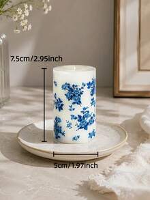 3/1pc White Cylindrical Blue Patterned Candles, Up To 3.93 Inches Long, Decorative Candle Set, Candle Ornaments, Suitable For Home Decor, Table Setting, Party, Dinner Banquet, Wedding Favors, Meditation And Relaxation - Multiple Styles - View 13