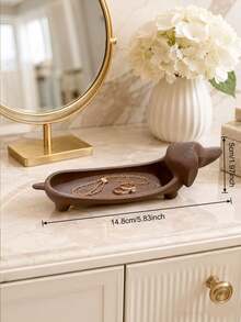 1pc Minimalist Dachshund Jewelry Tray, Vanity Ring & Watch Holder, Entryway Key Hook, Bedside Phone & Glasses Organizer, Multi-Functional Personal Items Tray, Desktop Decor, Creative Design - Multicolor - View 2