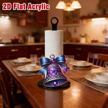 Acrylic Christmas Bell Paper Towel Holder, Desktop Standing Roll Paper Rack, Lightweight And Affordable Kitchen Restaurant Bathroom Storage Rack, Holiday Party Birthday Gathering Decoration Ornament (Paper Towel Not Included) - A - View 6