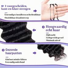VALLBEST Crochet Human Hair Deep Wave 100% Human Hair High Quality Knotless Feather Extension 60g/Pack 16~26 Inch Full Invisiable Knot With String Pre Looped Crochet Human Hair Pre-Separated Invisible Miracle Knots Hair Extension Lightweight Reusable - Natural Black - View 5