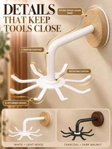 1pc 360° Rotating Kitchen Utensil Hook, Aluminum Material, Multi-Functional Kitchen Hook For Storing Spoons, Tongs And Other Kitchen Tools, Kitchen Storage, Utensil Storage, Christmas - Multicolor - View 4
