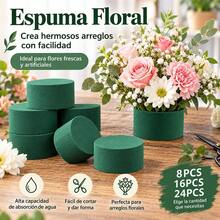 8PCS Round Floral Foam Blocks For Flower Arrangements, Green Foam For Garden Decor And DIY Crafts, 7.3 X 3.4 Cm - Green - View 2