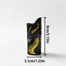 1 قطعة بطانية ولاعة بتصميم صيني جديد ثلاثي الأبعاد محفور بشكل تنين، غلاف واقي بشكل تنين بارد بألوان أسود وأبيض وأحمر، بطانية ولاعة محمول مقاوم للسقوط، إكسسوارات التدخين - 1 جهاز كمبيوتر - مشاهدة 3