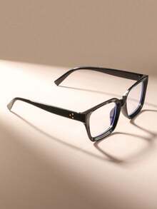 1pc Square Frame Glasses, Clear Lenses For Reading, Gaming, TV, Computer And Mobile Use, Unisex Eyeglasses - Black Frame C1 - View 8