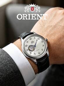 Orient Men's Automatic Mechanical Watch, Open Heart White Dial Leather Strap 30M Waterproof Wristwatch RA-AG0014S10B - White - View 8