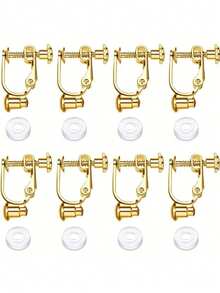 4/8Pcs Clip On Earring Converter Kit With Ear Pins & Soft Ear Pads, DIY Jewelry Accessory For Non-Pierced Ears. - Bullet Ear Clip - View 9